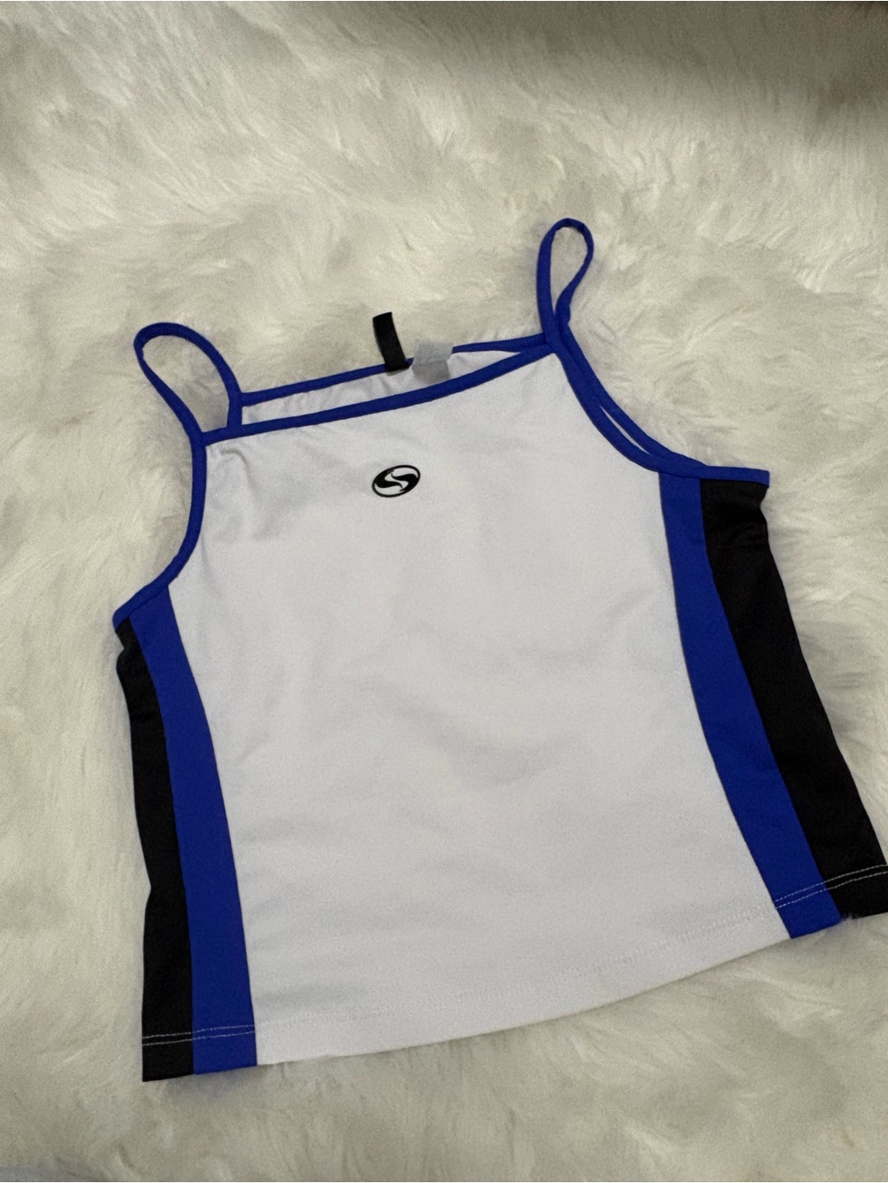 Divided White, Royal Blue & Black Athletic Tank Top